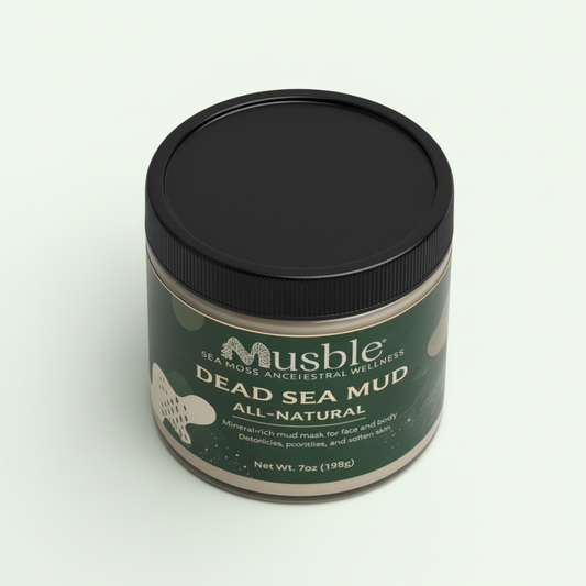 Musble Dead Sea Mud com fundo verde claro
