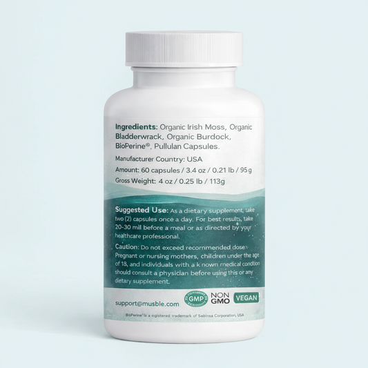 Verso do Ocean Complex+ com rótulo original e fundo azul claro